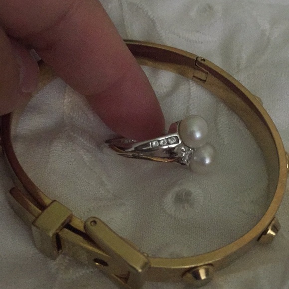 Faux pearl zirconia 14k ring - Picture 5 of 8